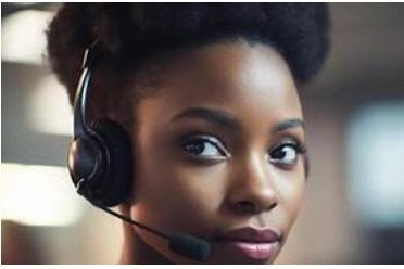 African call agent conducting a telephone survey to collect accurate market data.