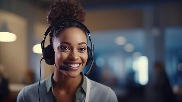 A professional call center representative wearing a headset, demonstrating how CATI in Africa enables efficient and real-time telephone data collection across diverse populations.