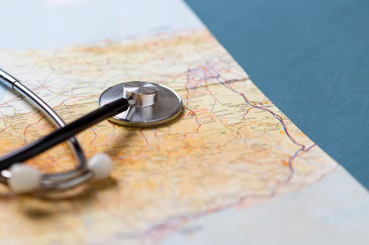 Stethoscope on medical report symbolizing health research