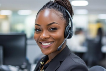 Interviewer collecting telephone survey data using CATI software