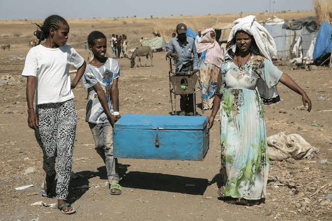 Displaced Ethiopians in 2026 amid multi‑front conflict in Tigray, Oromia, and Amhara.