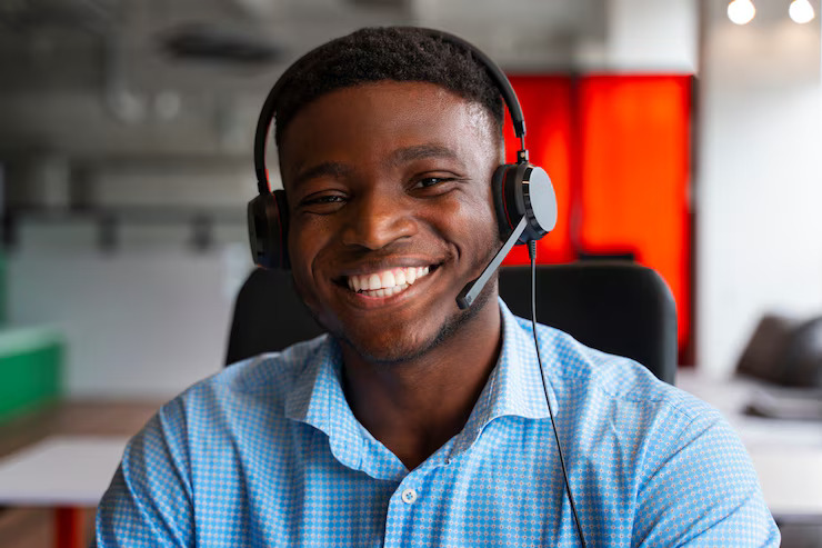 Call representative using Computer-Assisted Telephone Interviewing (CATI) software for survey data collection
